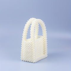 Mini Bead Woven Handbag Plastic Lipstick Clutch Bag Pearl Tote Bag