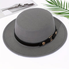 British Style High Symmetrical Top Hat with Round Buckle Belt for Men and Women