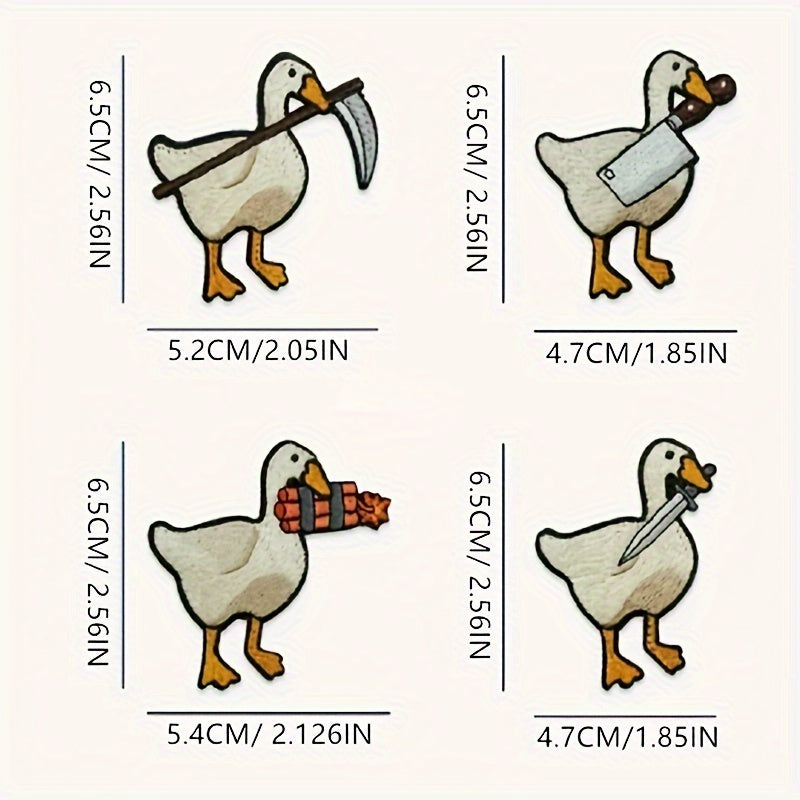 4pcs Funny Animal Embroidered Patches Goose Morale Hook And Loop