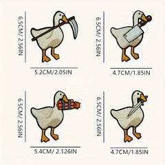 4pcs Funny Animal Embroidered Patches Goose Morale Hook And Loop