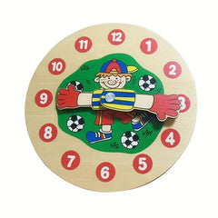 Wooden Clock Educational Toy for Kids Football