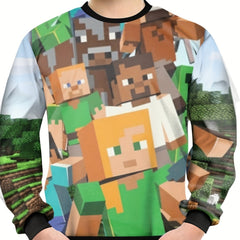Teens Building Block 3D Print Sweatshirt Kids Casual Pullover