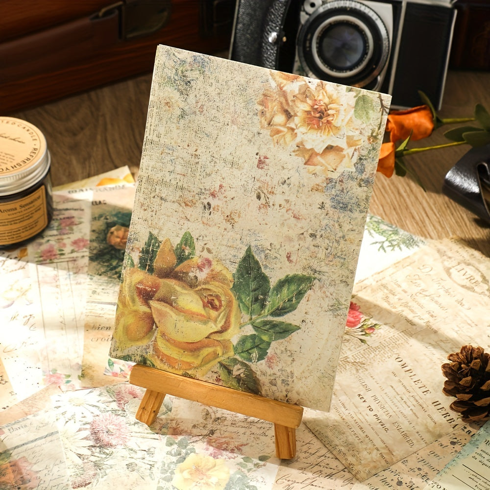 Vintage Scrapbook Paper Retro Flowers Letters Non Sticky 60 Sheets