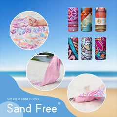 Microfiber Quick Drying Beach Towel With Carrying Bag - Bohemian Print
