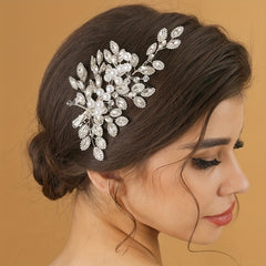 Faux Pearl Rhinestone Leaf Head Piece Hair Accessories