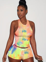 Tie Dye Honeycomb Tank Top & Shorts Set