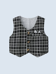 Baby Boys Gentleman Outfit Button Down Shirt Romper & Plaid Pants