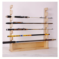 Wood Fishing Rod Organizer Garage Rack