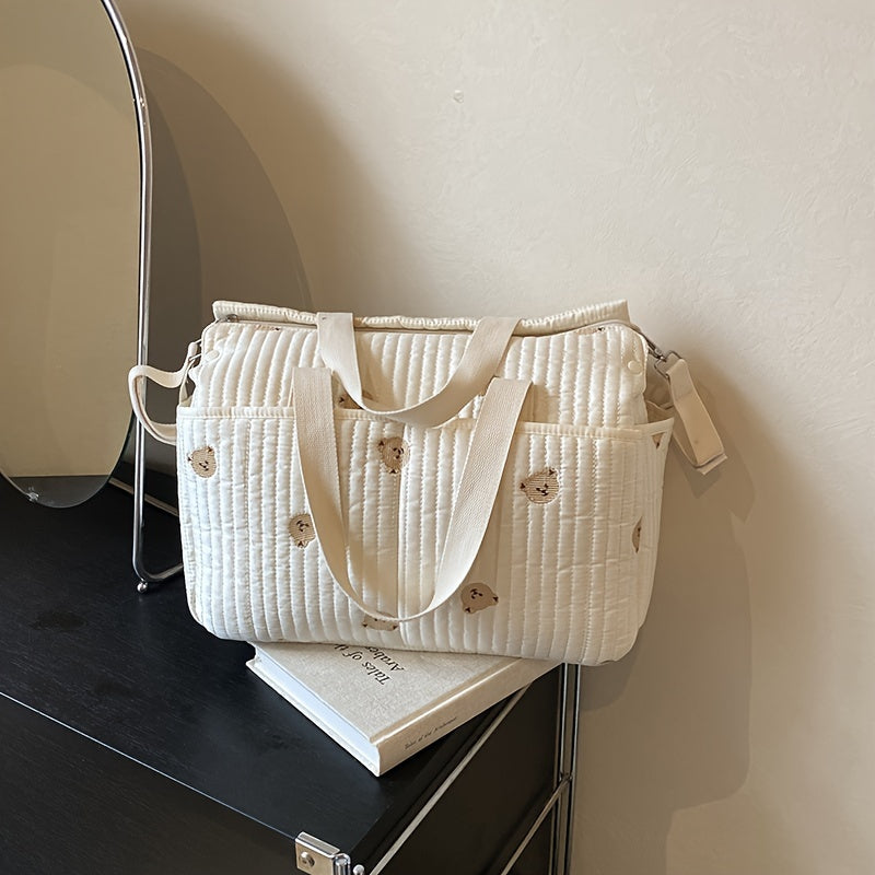 Multifunctional Large Capacity Mommy Bag for Strollers with Print