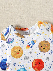 Baby Boys Starry Sky Creeper Romper Cotton Pants Set