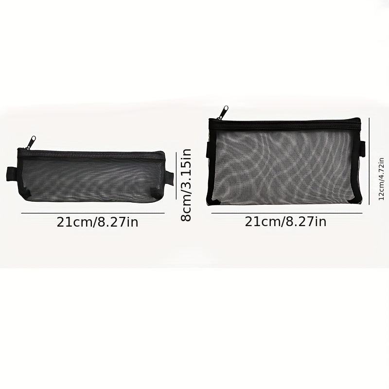 Transparent Mesh Student Pencil Bag Zipper Pencil Case
