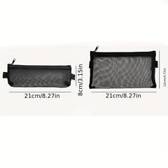 Transparent Mesh Student Pencil Bag Zipper Pencil Case