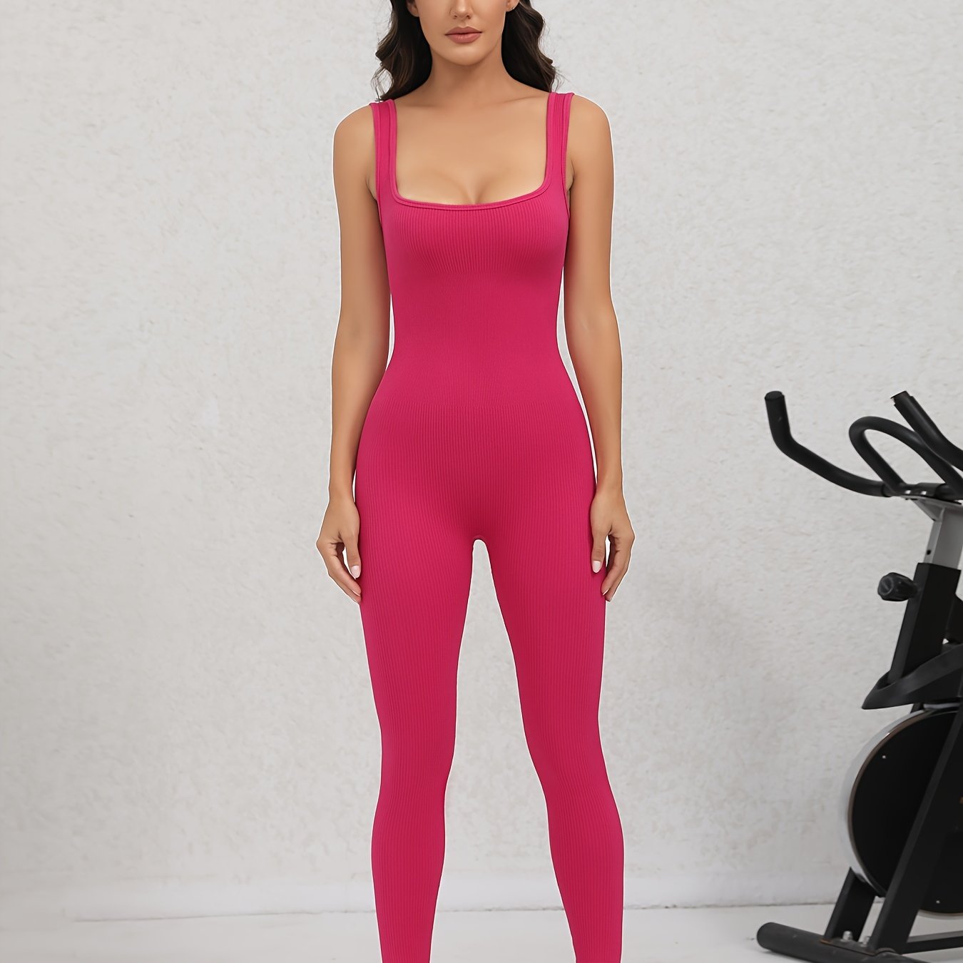 Women's Yoga Ribbed Bodysuit Sleeveless Jumpsuit