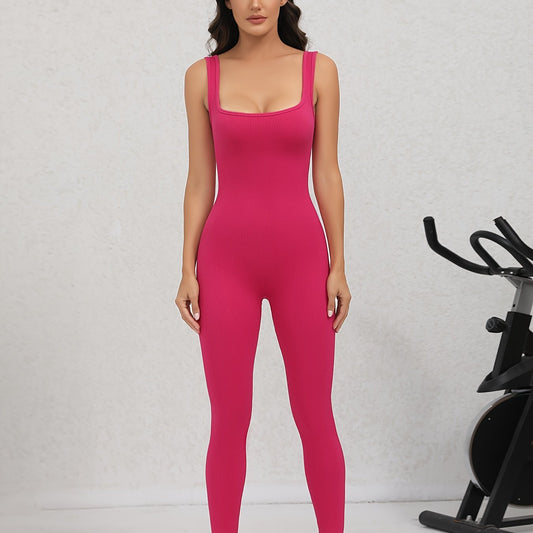 Women's Yoga Ribbed Bodysuit Sleeveless Jumpsuit
