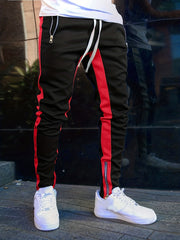Chain Decoration Zipper Pocket Joggers Men's Casual Loose Fit Pants