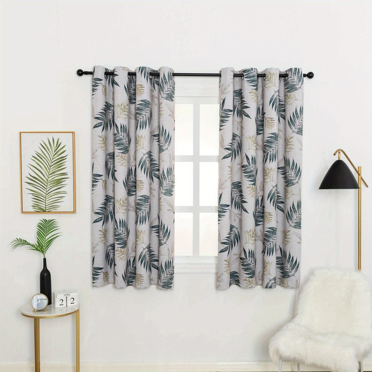 Tropical Leaf Pattern Curtain, Thermal Insulated Window Draperies for Home Deco