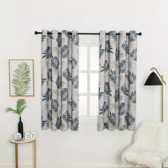 Tropical Leaf Pattern Curtain, Thermal Insulated Window Draperies for Home Deco