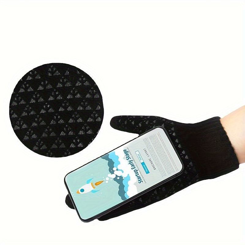 2 Pairs Knitted Gloves Plus Velvet Thickened Touch Screen Winter Outdoor