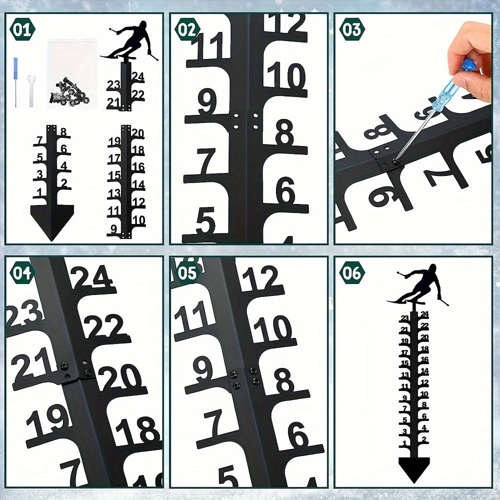 Courtyard Metal Snow Gauge Iron Snowfall Measuring Rod Christmas Gift