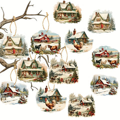 6pcs Christmas Farm Hanging Ornaments Xmas Tree Decorations