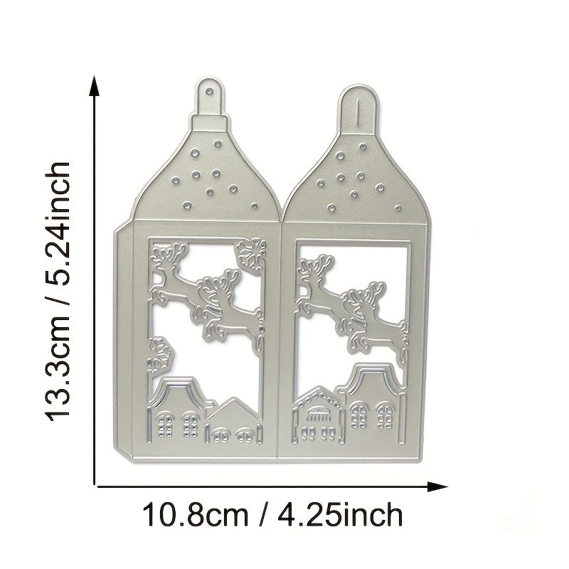 Merry Christmas Santa Deer Tree House Lantern Metal Cutting Dies