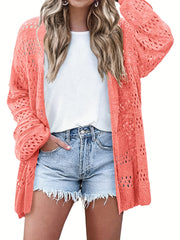 Cut Out Crochet Cardigan Long Sleeve Casual Beach Wear