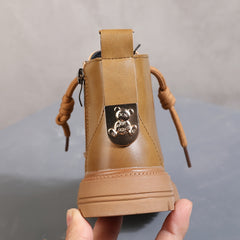 Vintage Solid Boots With Zipper For Girls