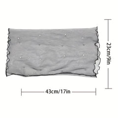 Chiffon Neck Collar Ruffles Infinity Scarf Faux Pearl Decor