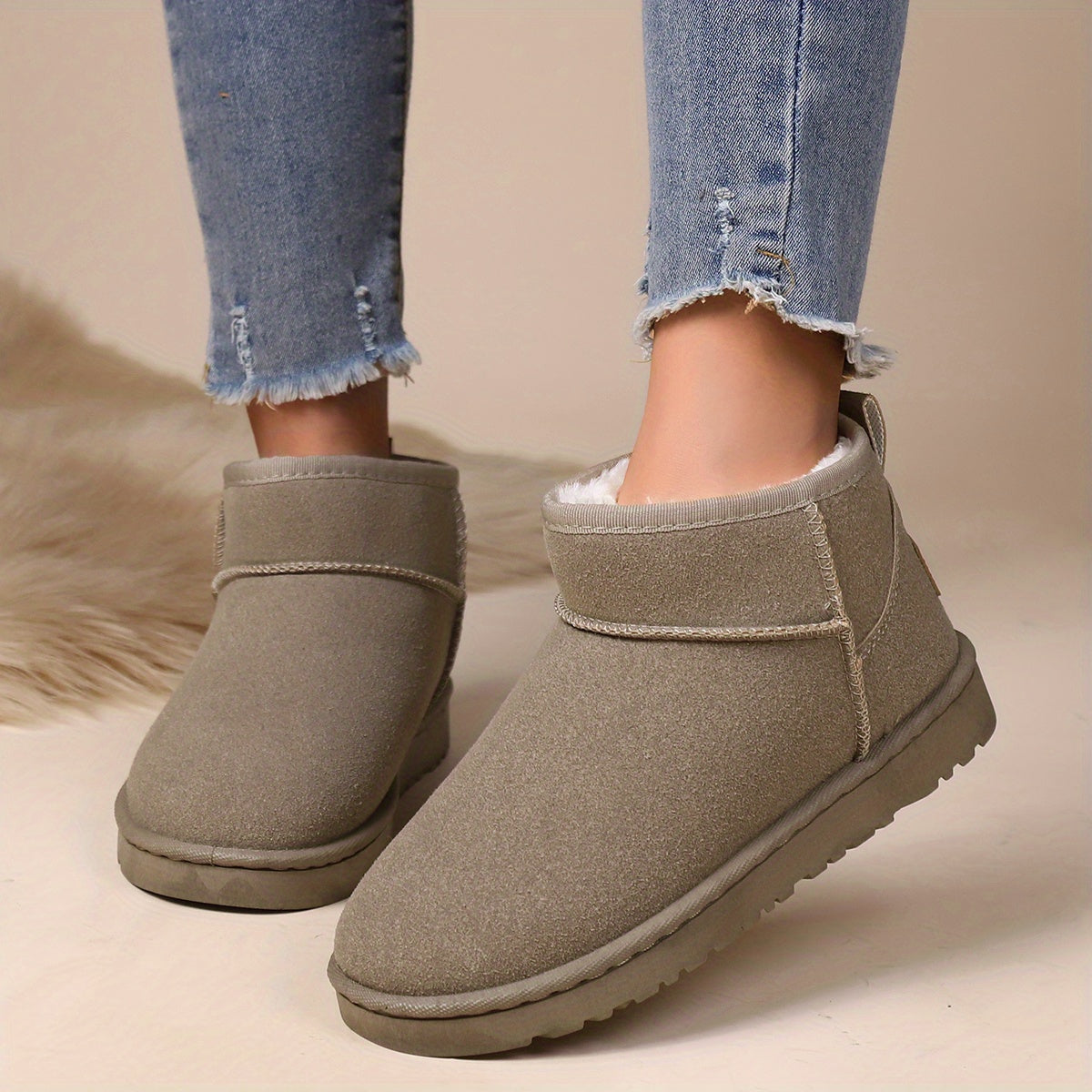 Women's Thermal Fluffy Snow Boots Slip On Warm Soft Sole Fuzzy Shoes