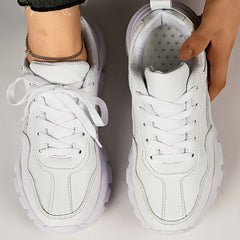 Women's Lightweight Faux Leather Sneakers