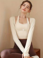 Sporty T Shirt Long Sleeves Chest Pads Fitness Sports Tee Women's Activewear