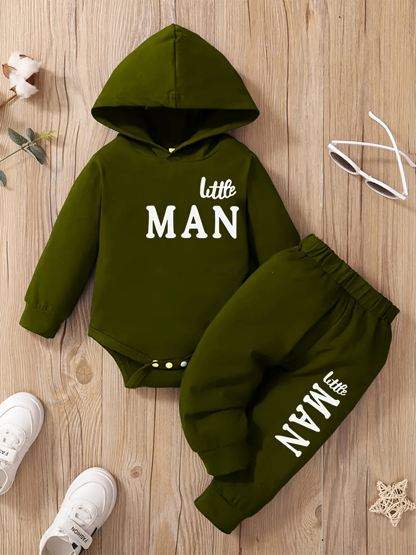 Baby Boy Hooded Bodysuit Trousers Set