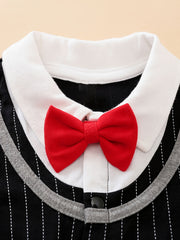 Baby Boys Casual Short Sleeve Bowtie Gentleman Romper Clothes