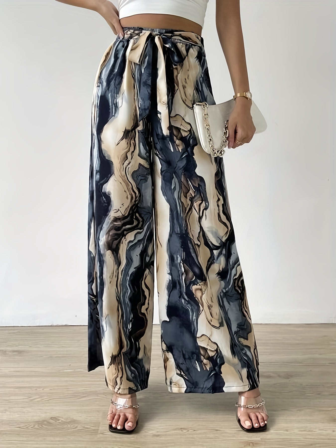 Tie Waist Wide Leg Pants for Women