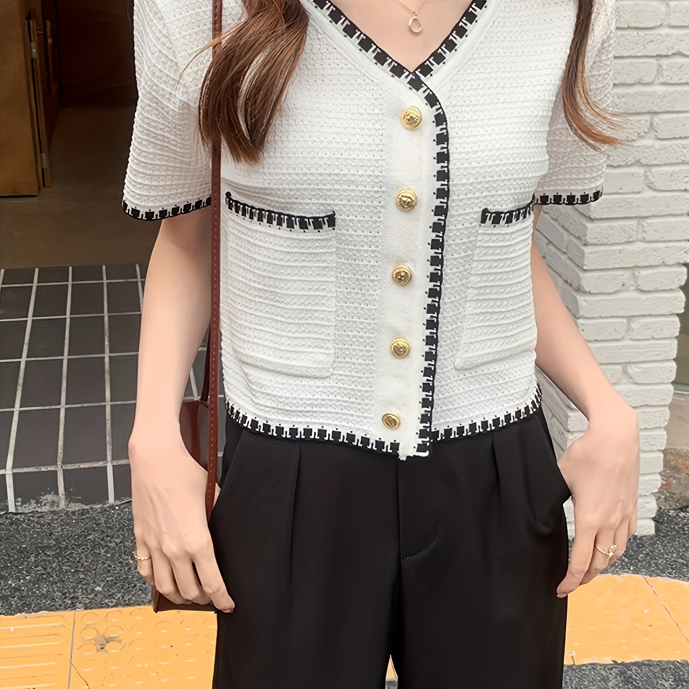 V Neck Button Up Cardigan for Women