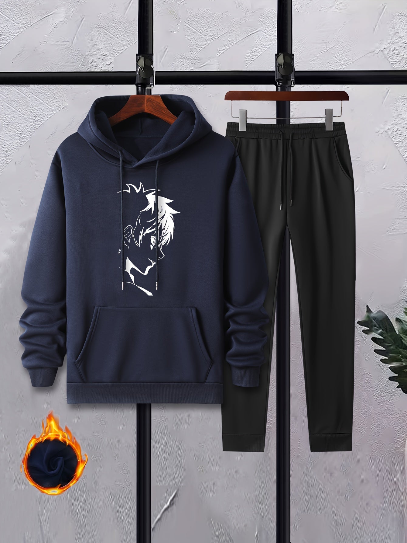 Men's Cartoon Print 2Pcs Outfit: Shirt & Hoodie Sweatshirt Joggers Set