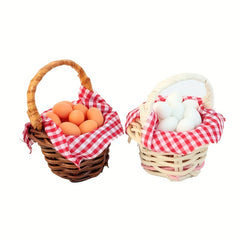 Dollhouse Egg Basket Red Plaid Duck Egg Frame Kitchen Food Model Toy