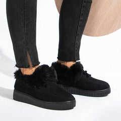 Women's Plush Lined Thermal Snow Boots Non Slip Flat Snow Shoes