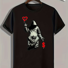 Mysterious Person Print Men's Graphic T shirt Casual Comfy Tees For Summer