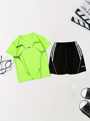 Boy's Quick Drying Sports Suit Breathable Two-piece Shorts & T-shirt Set