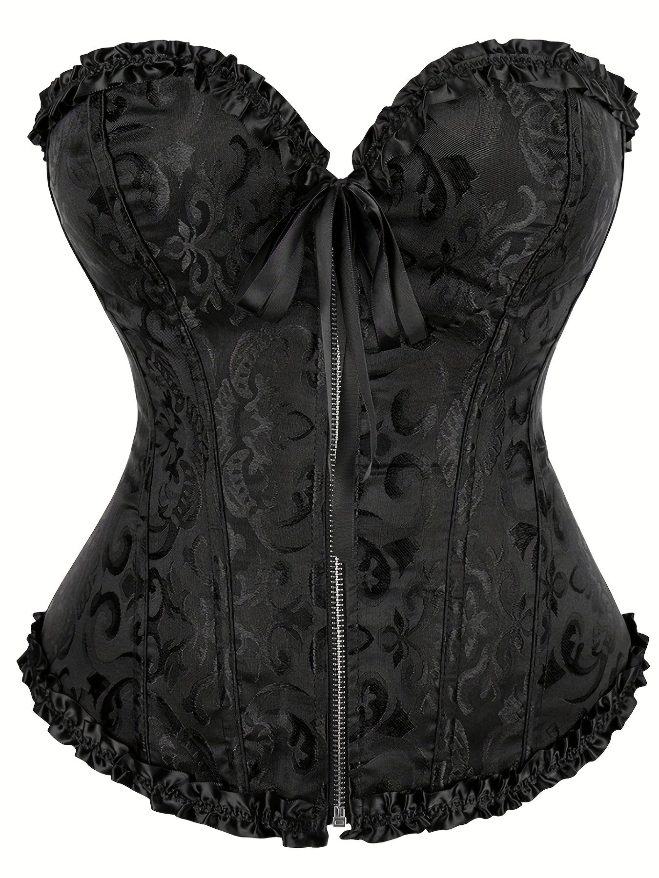 Strapless Corset Bustier Body Shaper Lace Up Zipper