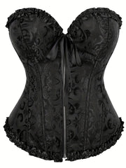 Strapless Corset Bustier Body Shaper Lace Up Zipper