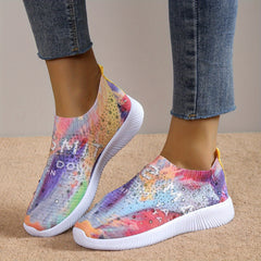Rhinestone Decor Flat Slip On Casual Skate Shoes Women's Footwear
