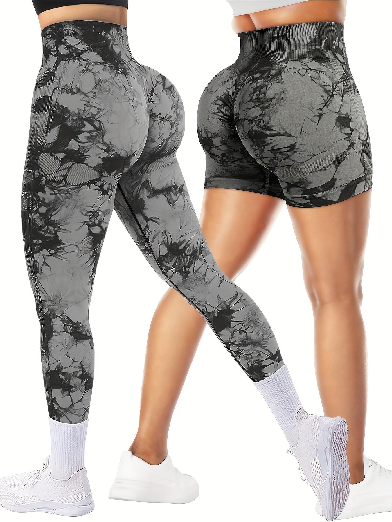 Tie Dye Shorts & Leggings Set - Yoga Running Activewear