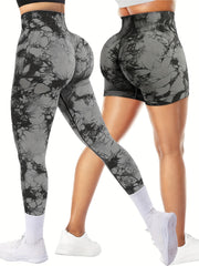Tie Dye Shorts & Leggings Set - Yoga Running Activewear