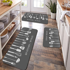 Spatula & Letter Kitchen Rug Waterproof Mat