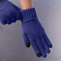 Men's Winter Plush Warm Touch Screen Gloves for Outdoor Activities