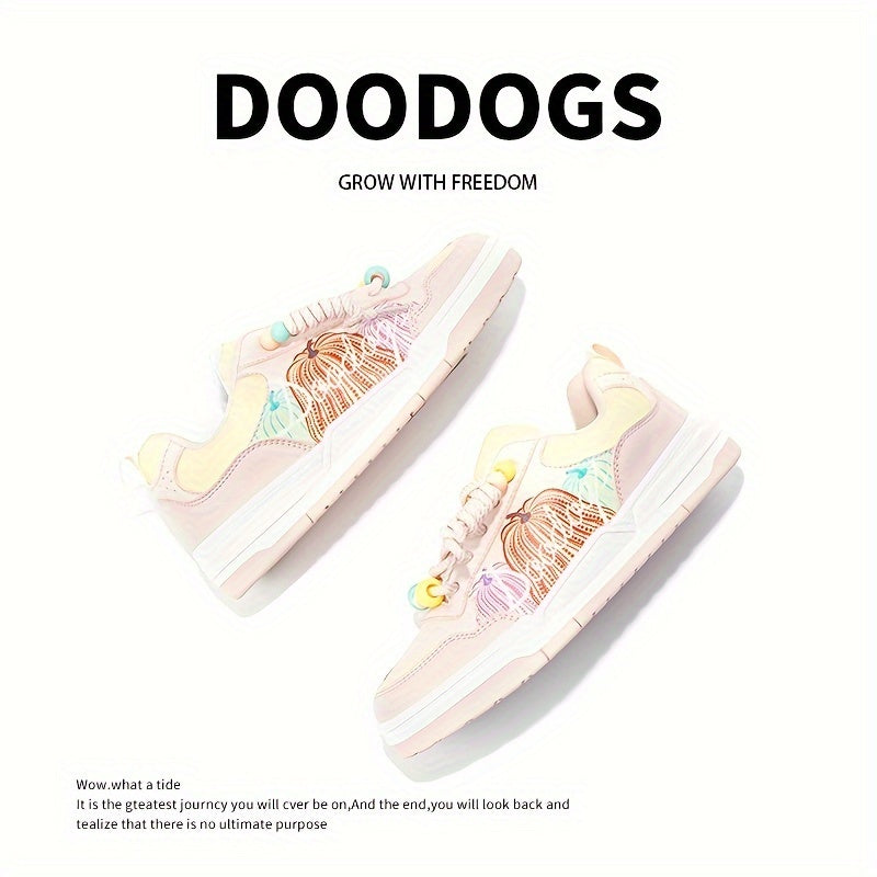 DOODOGS Girl's Skate Shoes Comfy Non Slip Casual Lace Up Sneakers