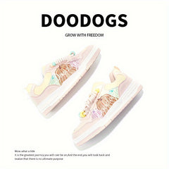 DOODOGS Girl's Skate Shoes Comfy Non Slip Casual Lace Up Sneakers