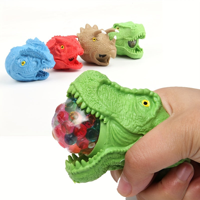 4 Pcs Dino Head Squeeze Ball TPR Rubber Toy Christmas Gift